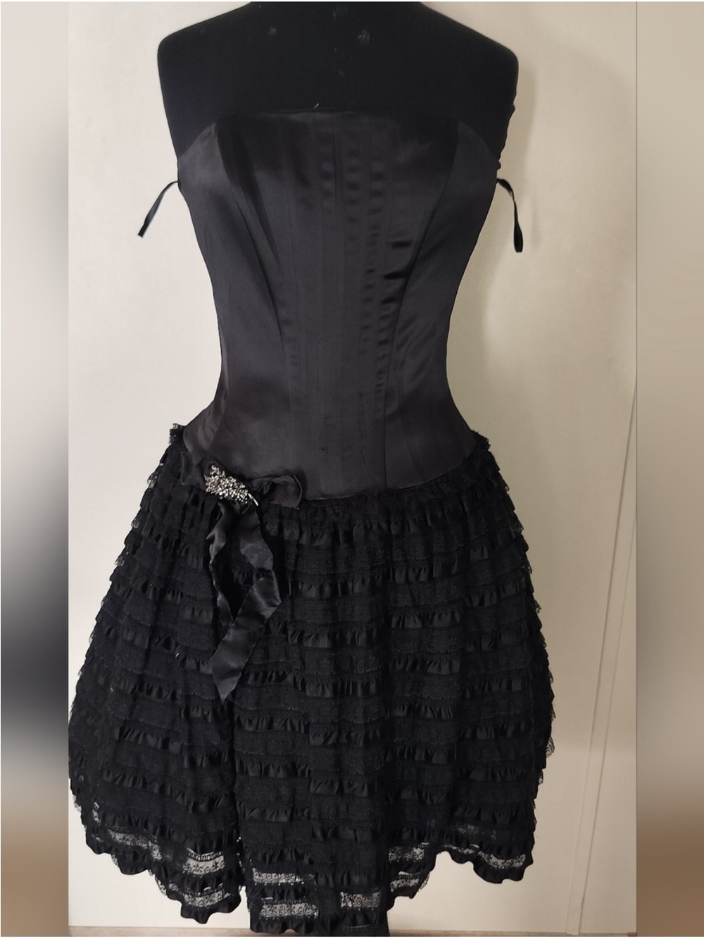 Jessica McClintock 80s Strapless Tulle Skirt Party Dress
